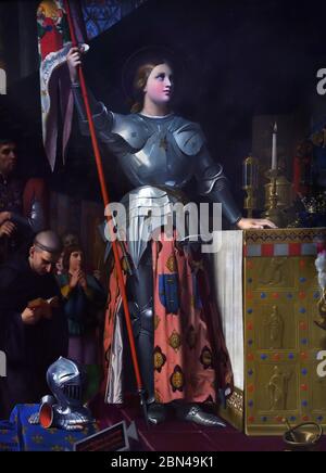 Jeanne d`Arc Saint - Joan of Arc. The  coronation King Charles VII, 1403-61  Reims cathedral INGRES Jean Auguste Dominique 1855 France Stock Photo